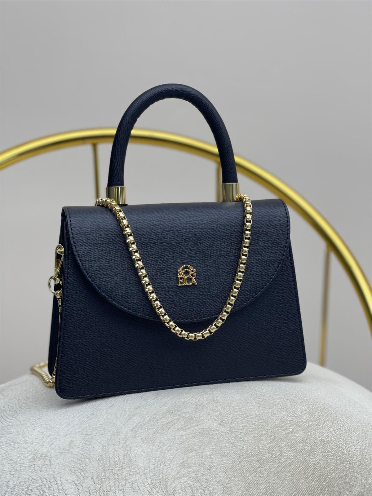 ÇANTAİTHAL DERİ YERLİ ÜRETİM SİYAH PREMİUM ZİNCİR ASKILI KADIN ÇANTA