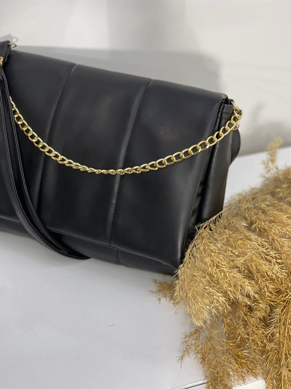 ÇANTANONWOVENPuf Çanta Deri Askı Zincir Dekor