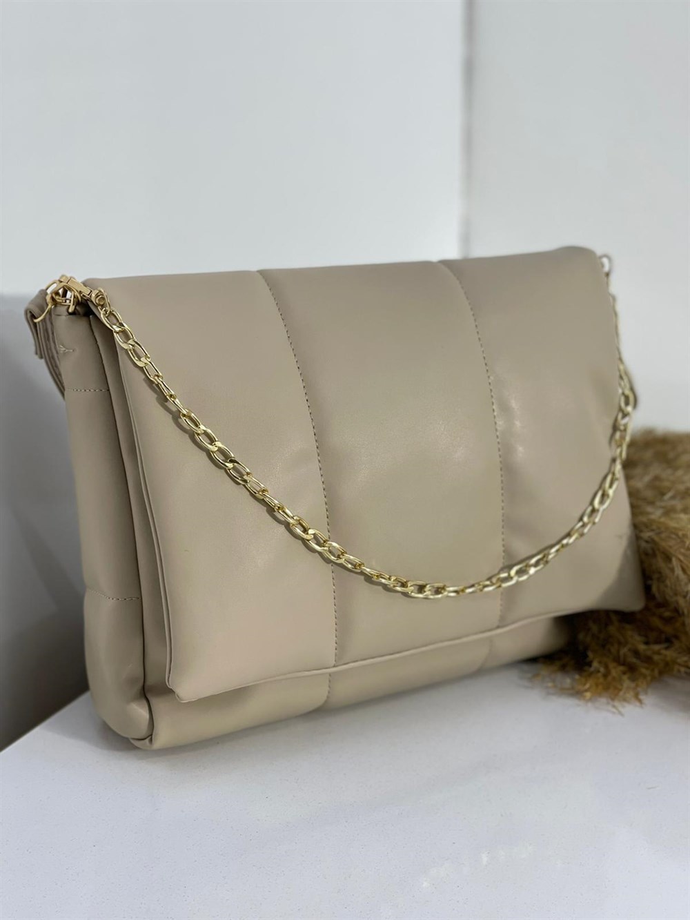 ÇANTANONWOVENPuf Çanta Deri Askı Zincir Dekor