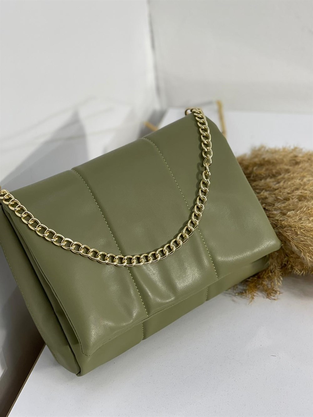 ÇANTANONWOVENPuf Çanta Deri Askı Zincir Dekor