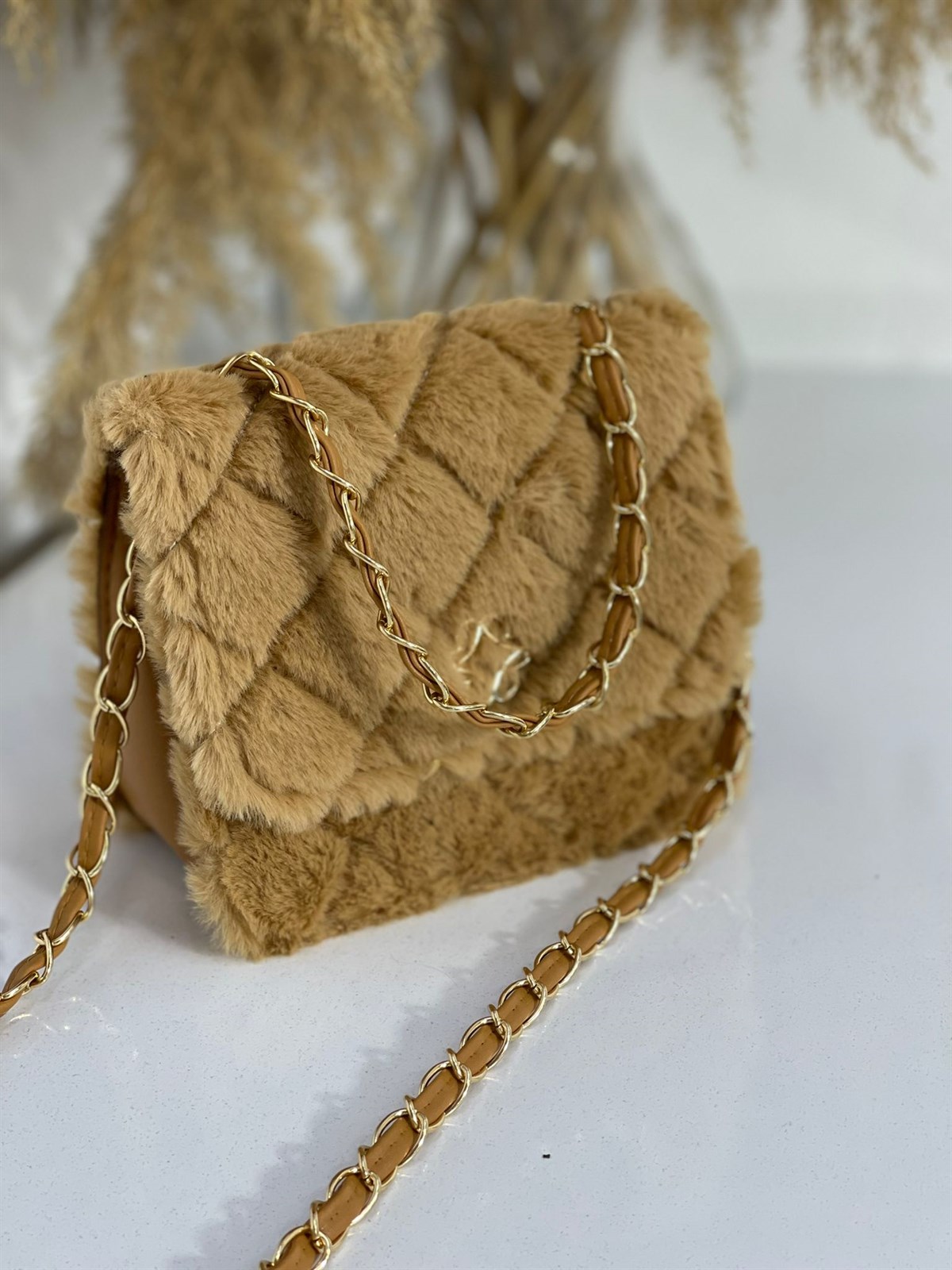 ÇANTANONWOVENTeddy Mini Kare Çanta Taba