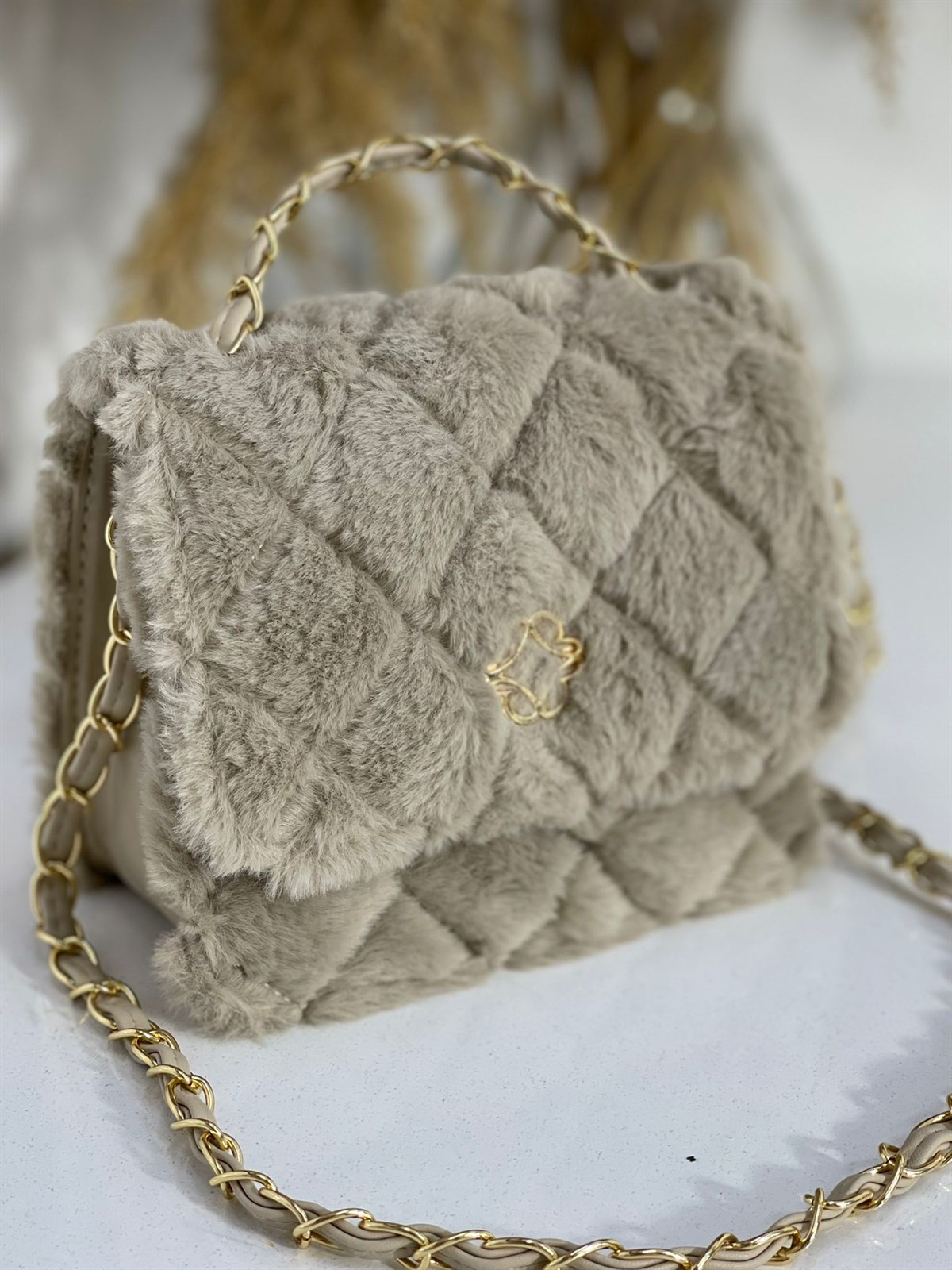 ÇANTANONWOVENTeddy Mini Kare Çanta Vizon