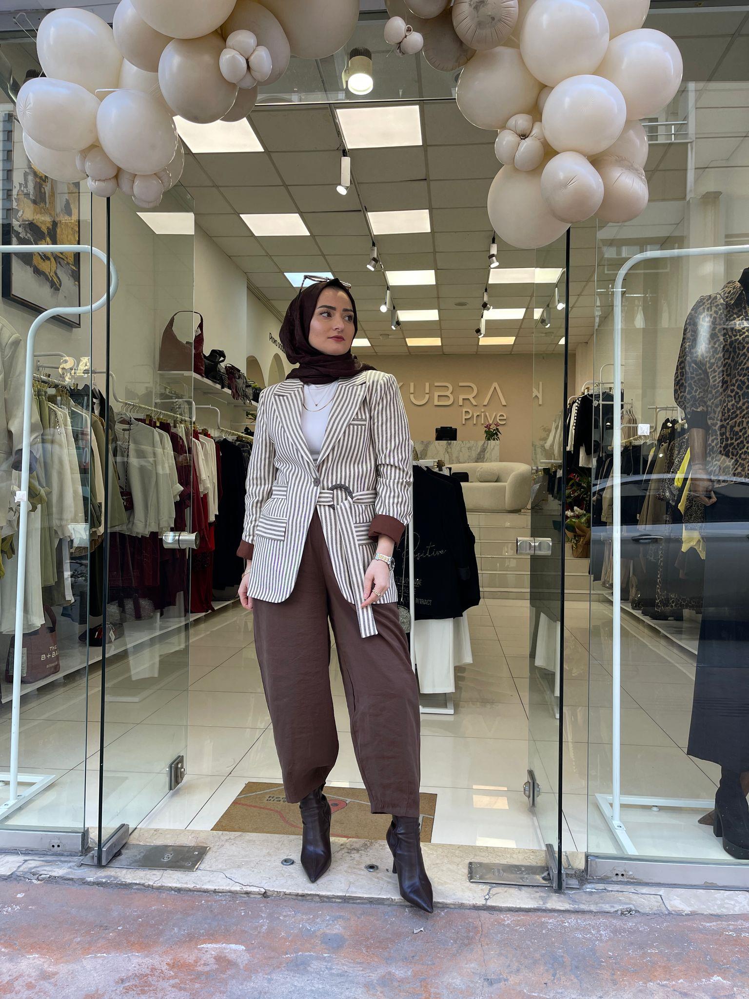 CeketÇİZGİLİ KEMERLİ BLAZER CEKET