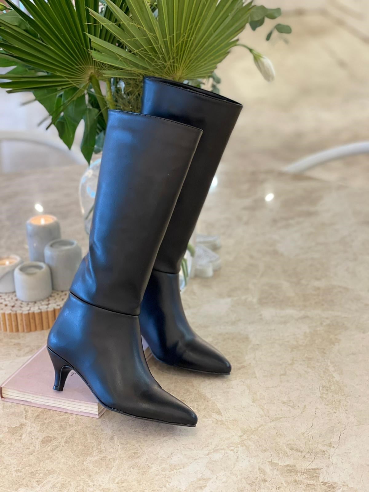 ÇizmeNONWOVENTopuklu Çizme Siyah