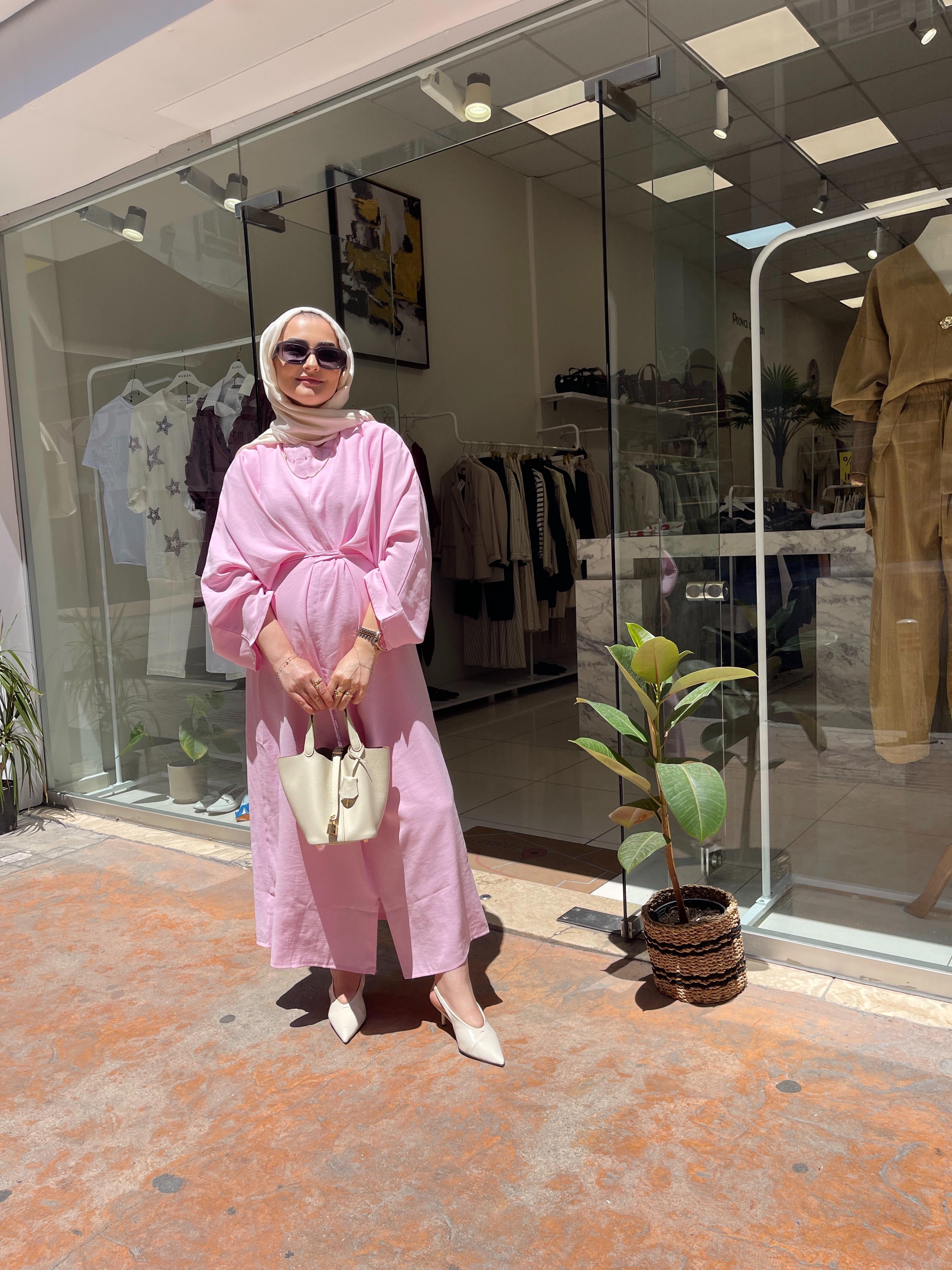 ELBİSEBELDEN BAĞLAMALI OVERSİZE ELBİSE