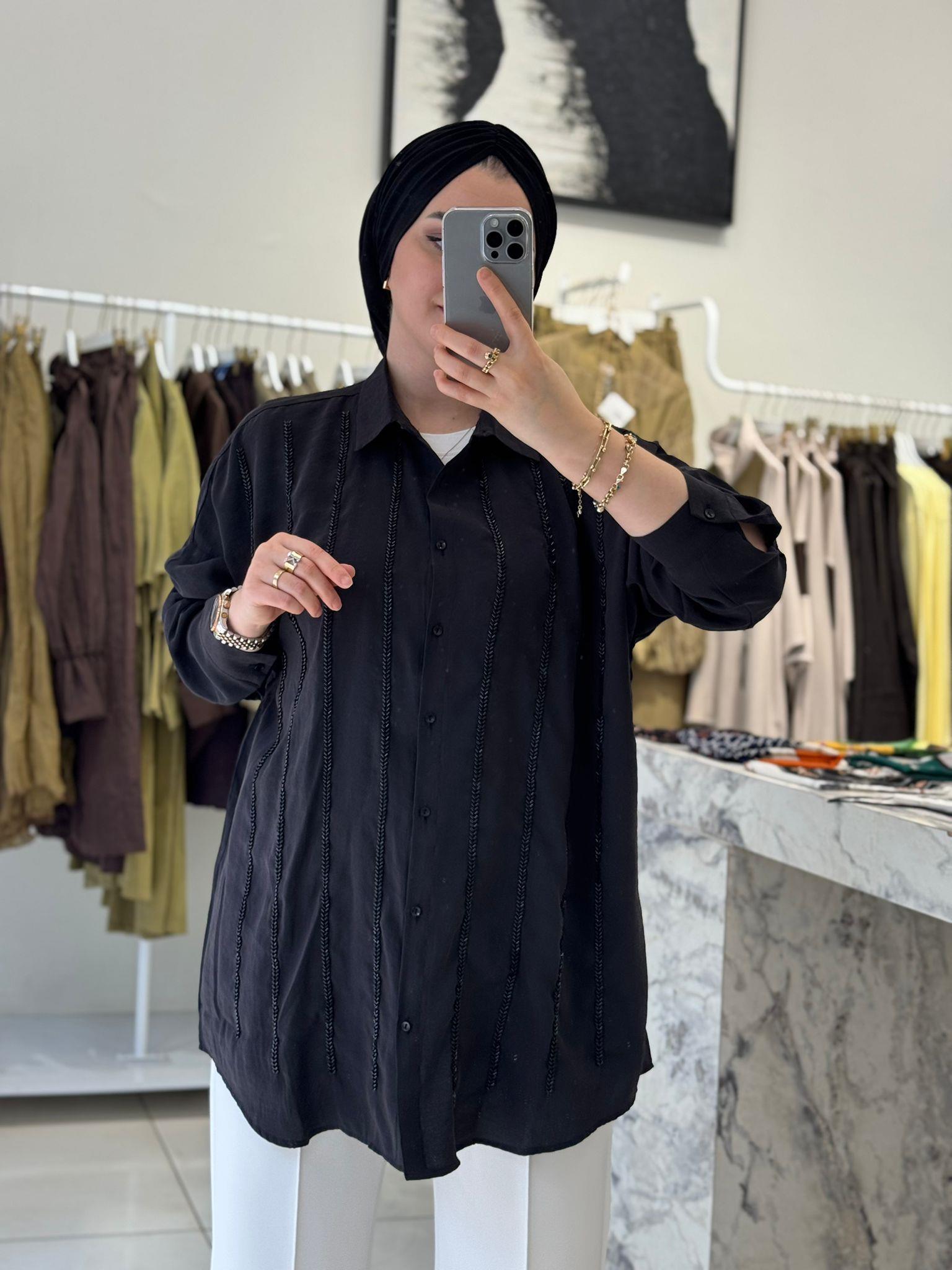 GömlekSIRA TAŞ İŞLEMELİ MODAL GÖMLEK