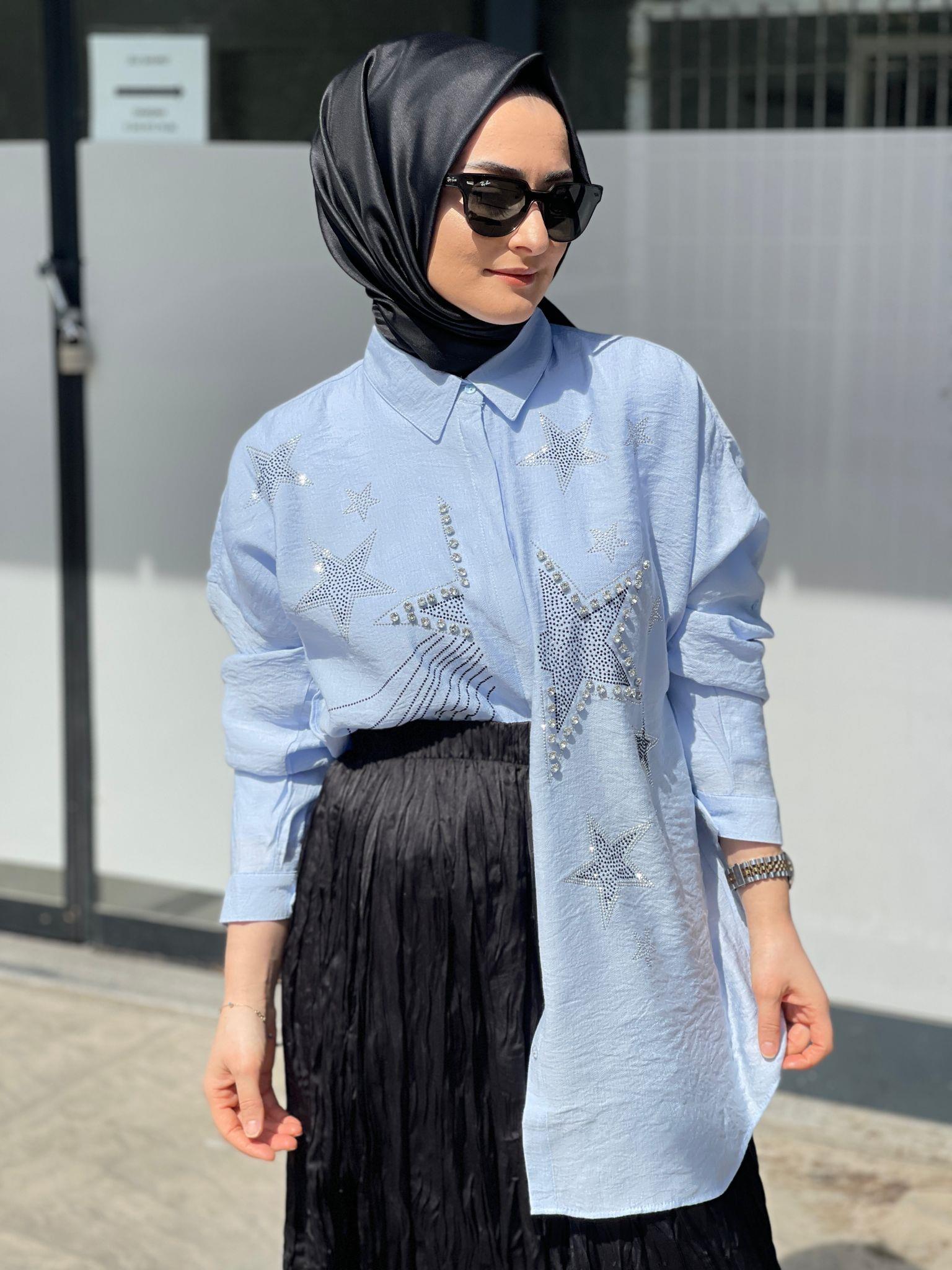 GömlekYILDIZ MODELLİ TAŞLI GÖMLEK