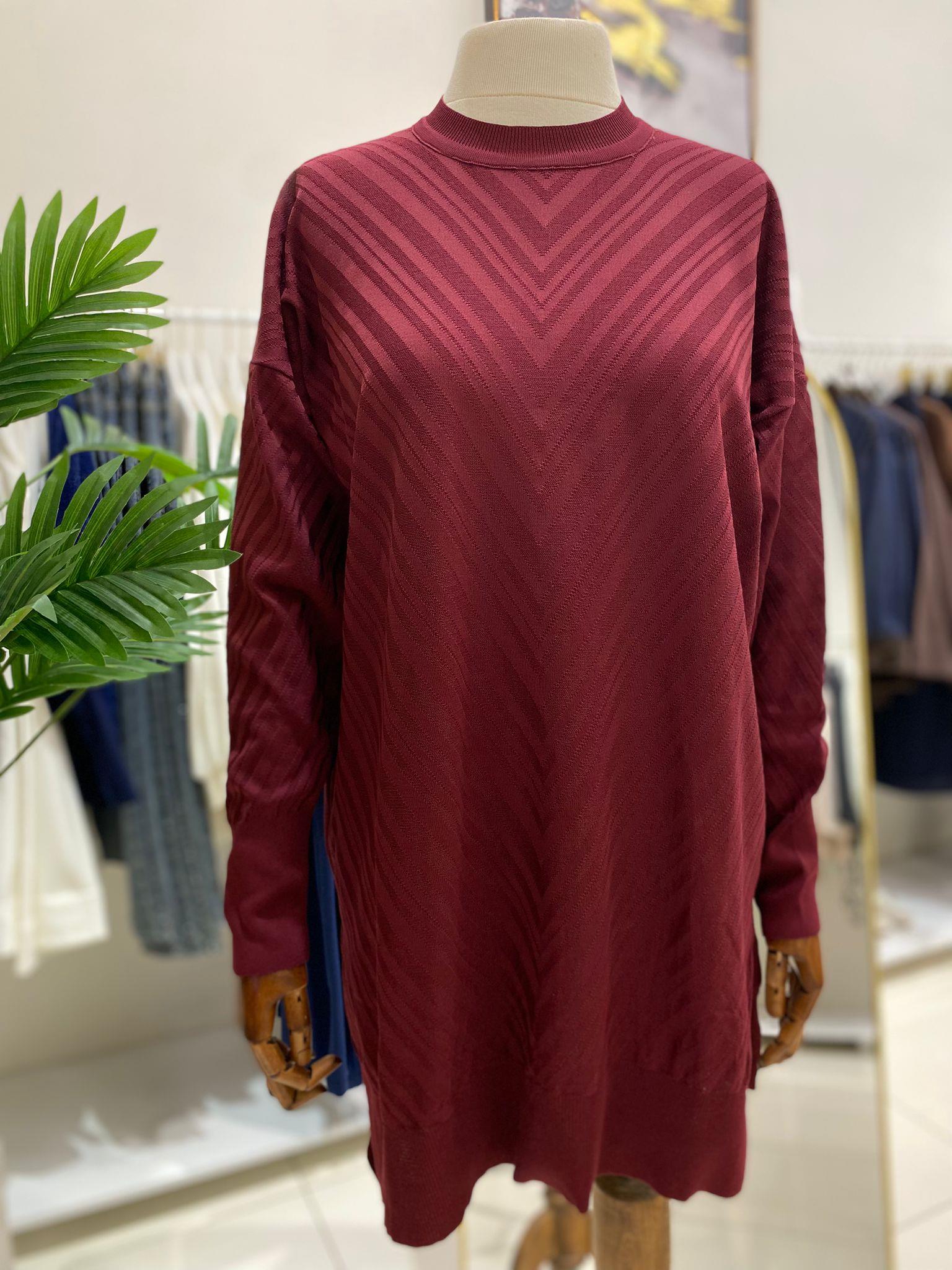 KazakDESENLİ BİSİKLET YAKA MERSERİZE TRİKO TUNİK 