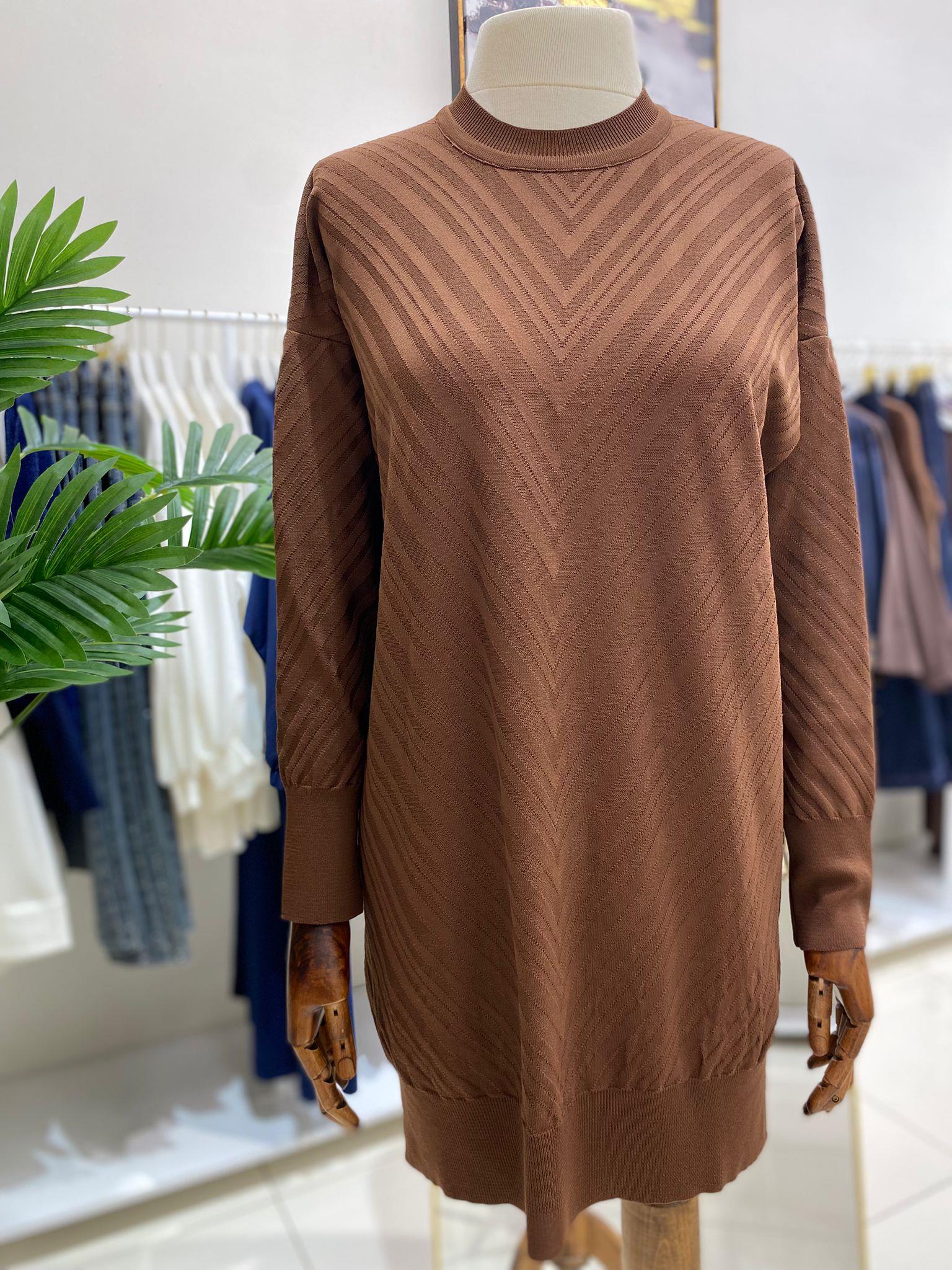 KazakDESENLİ BİSİKLET YAKA MERSERİZE TRİKO TUNİK 