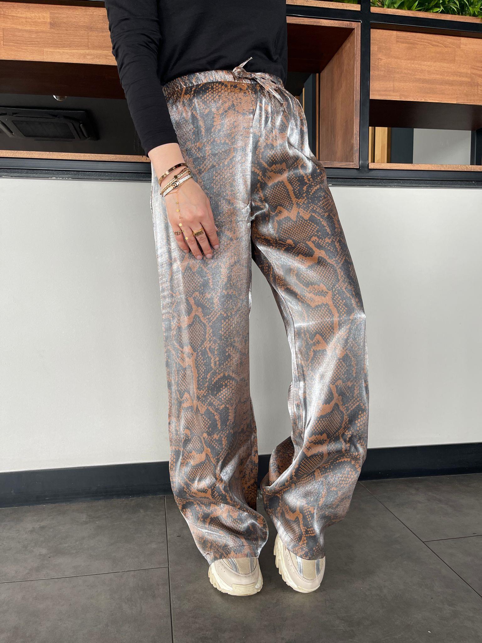 PantolonKAHVE RENGİ DESENLİ BELİ LASTİKLİ PANTOLON