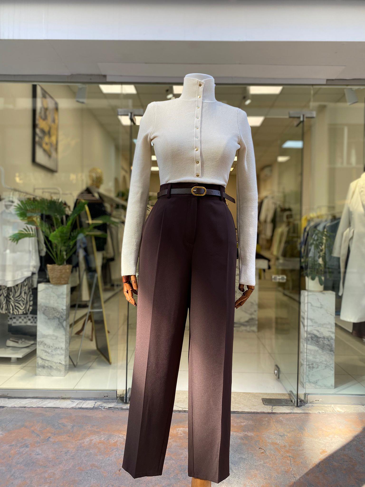 PantolonKEMER DETAYLI KUMAŞ PANTOLON