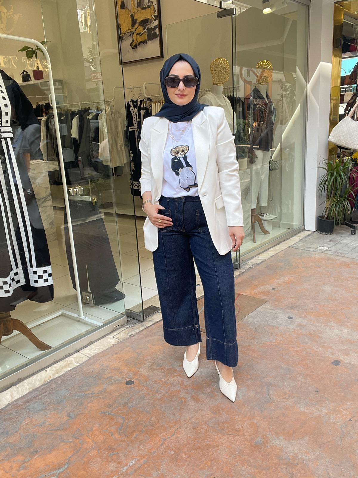 PantolonÖN CEP DETAYLI CULOTTE JEAN 