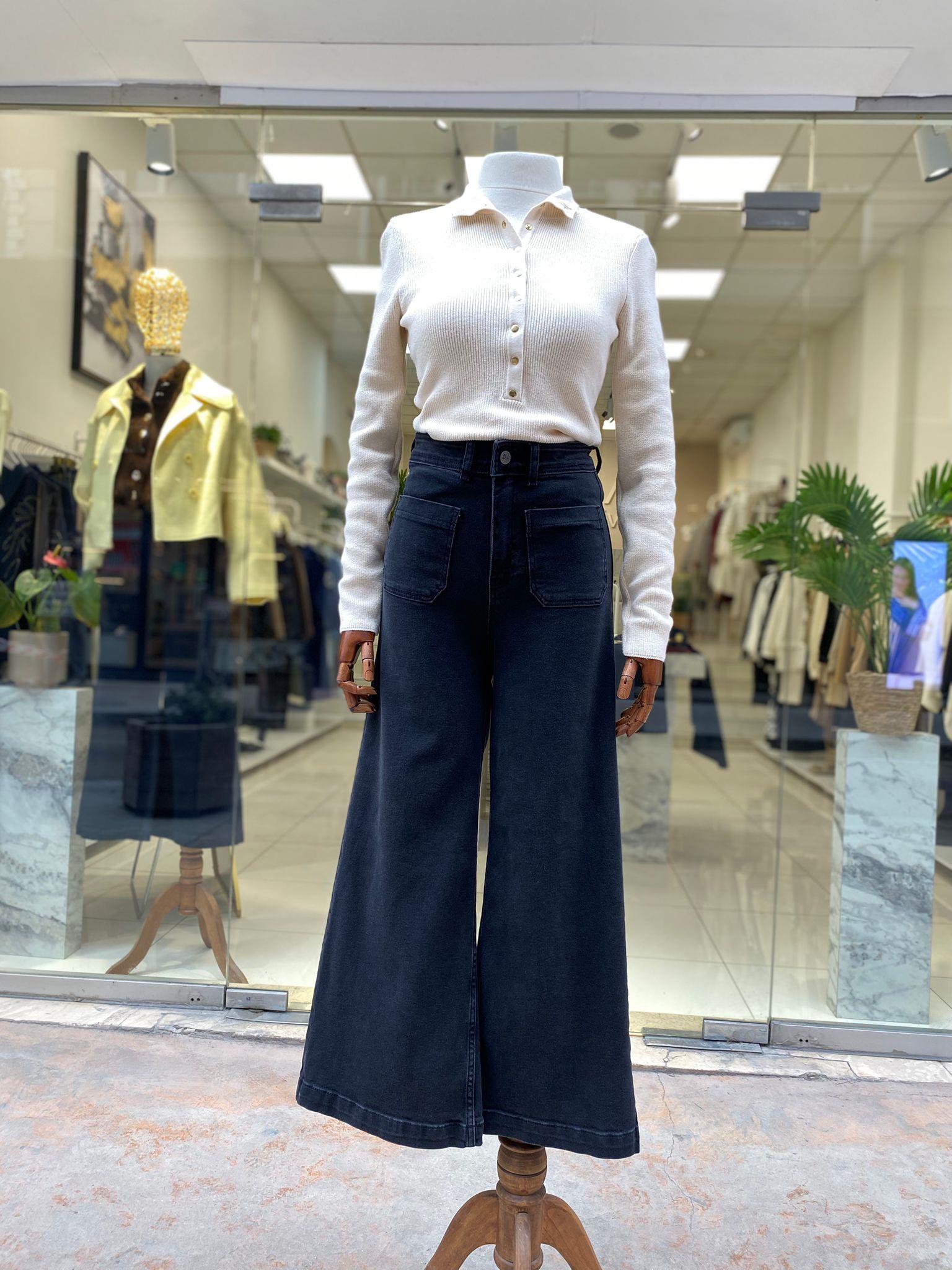 PantolonÖN CEP DETAYLI WİDE LEG JEAN