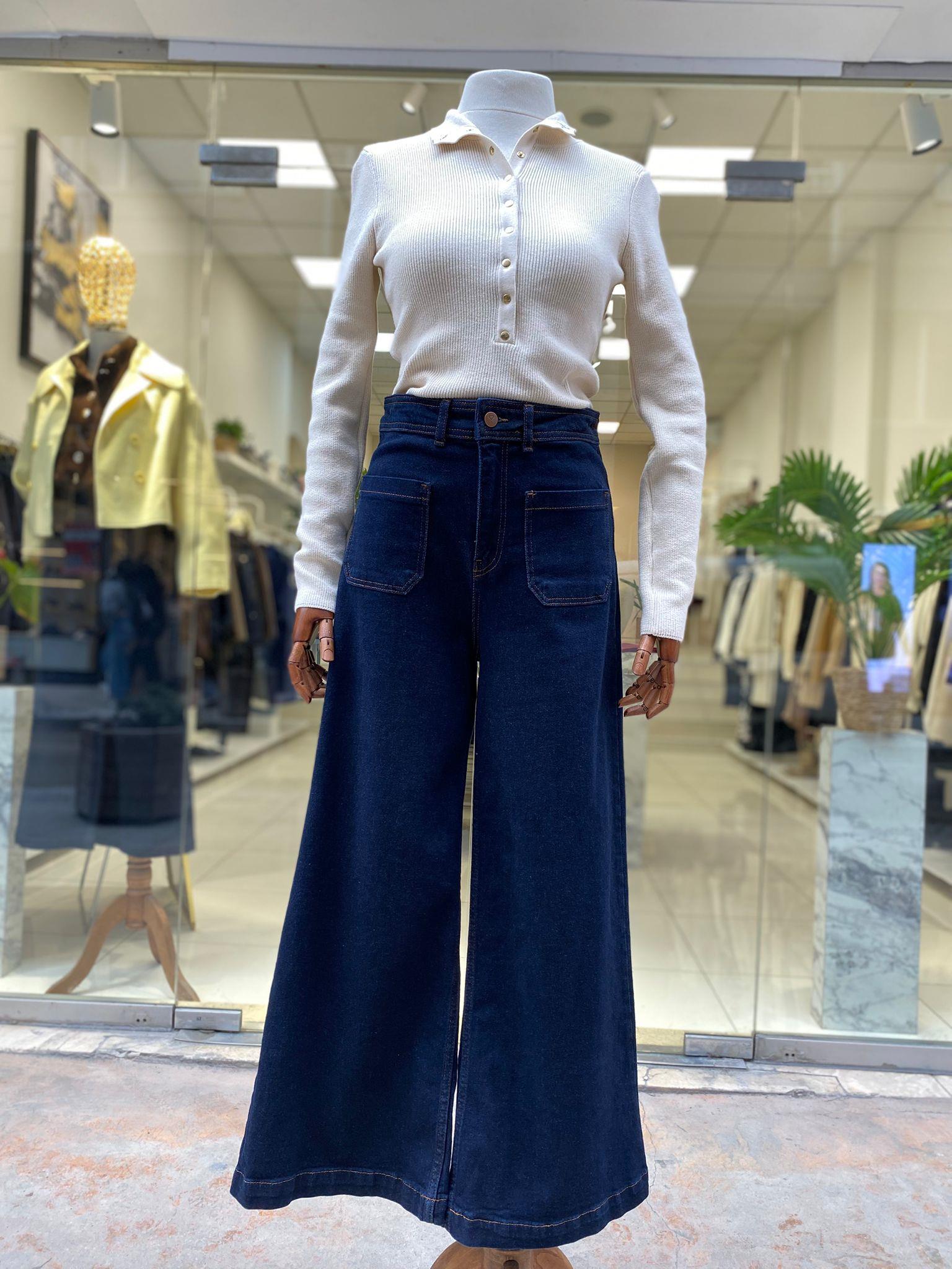 PantolonÖN CEP DETAYLI WİDE LEG JEAN