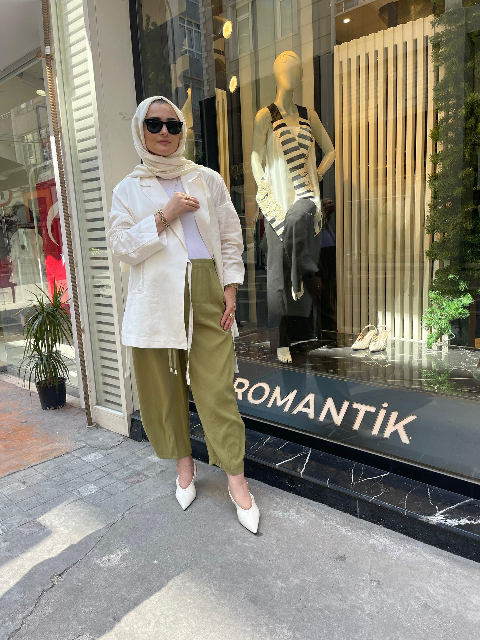 PantolonPAÇA PENSLİ LASTİKLİ TENSEL PANTOLON 