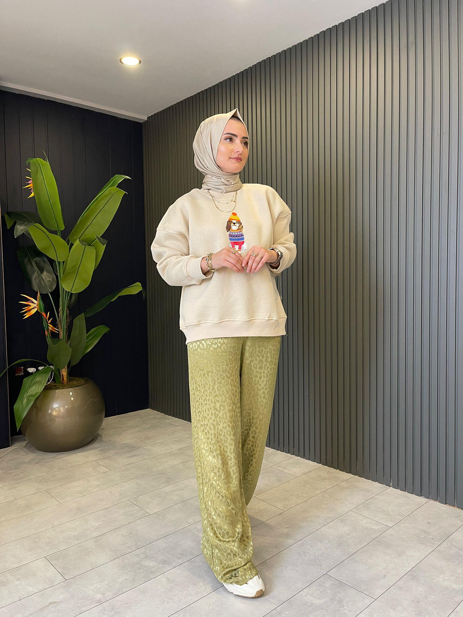 PantolonPAMUK SATEN DESENLİ PANTOLON