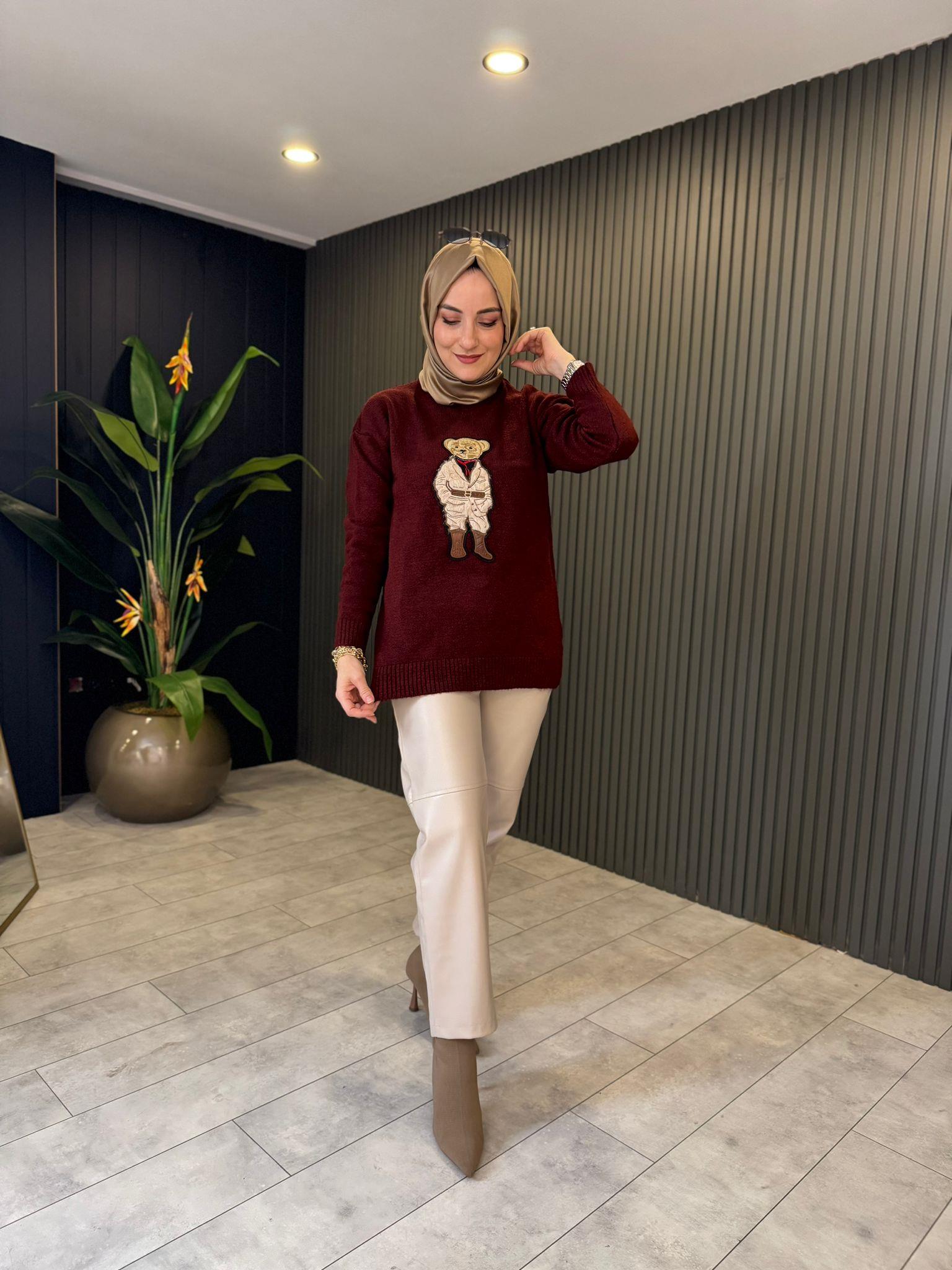 PantolonŞARDONLU BELİ LASTİKLİ DERİ PANTOLON
