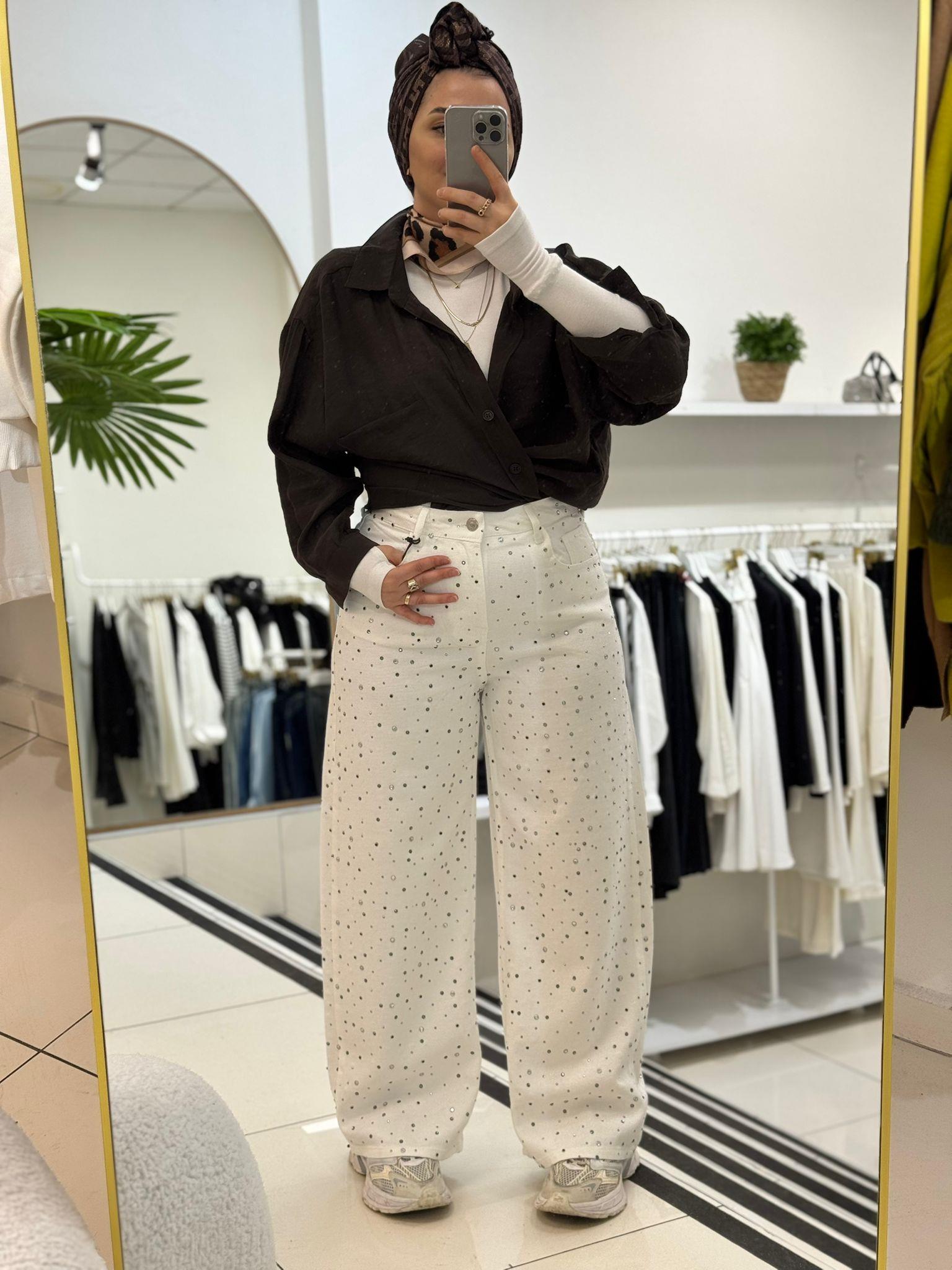 PantolonTAŞLI WİDE LEG JEAN