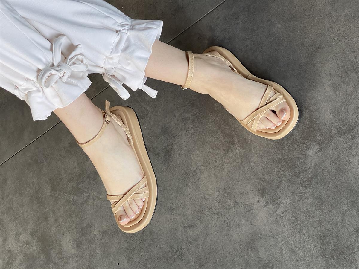 SANDALET MARC NUDE ÇAPRAZ BANT BİLEK DOLAMALI KADIN SANDALET