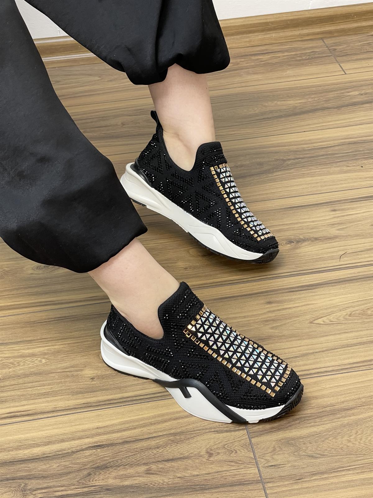 SPOR AYAKABI Kubra ShoesJESSİE TAŞLI TRİKO 5 CM TABANLI KADIN SPOR AYAKKABI