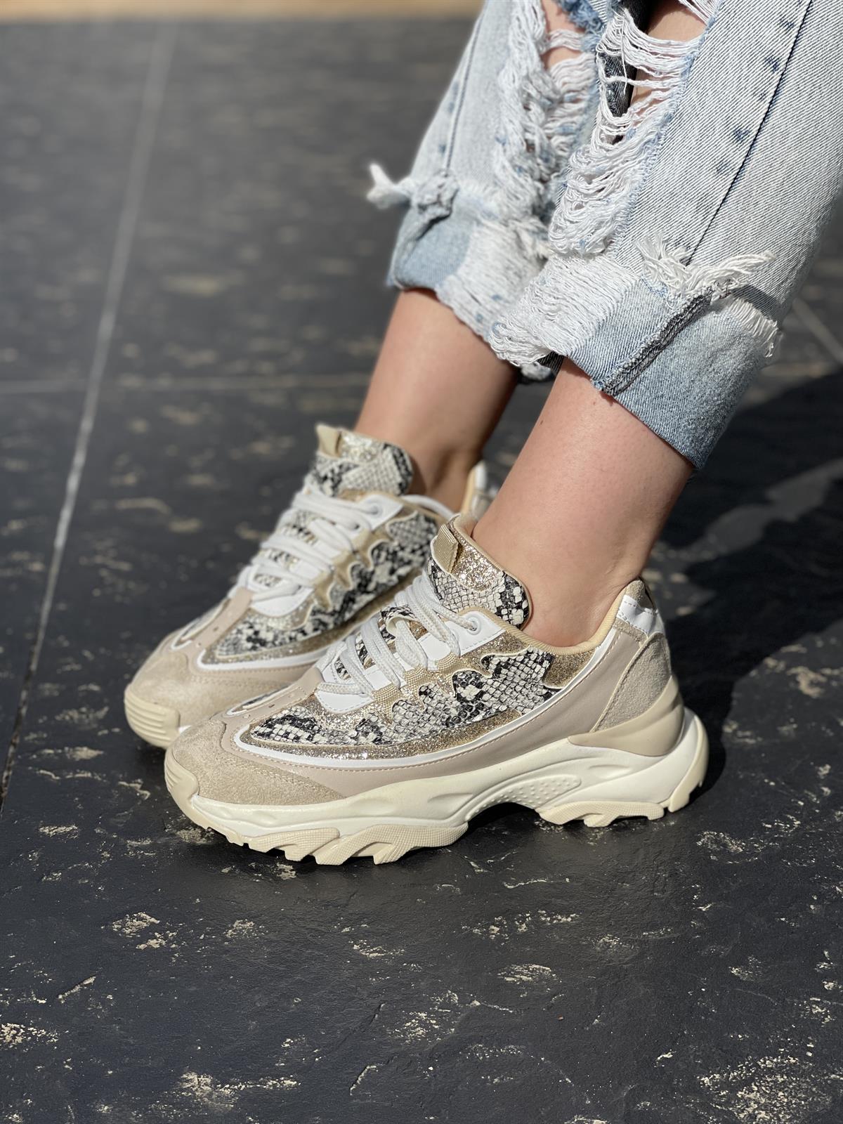 SPOR AYAKABI Kubra ShoesJOLLY YÜKSEK TABAN IŞILTILI SPOR AYAKKABI 