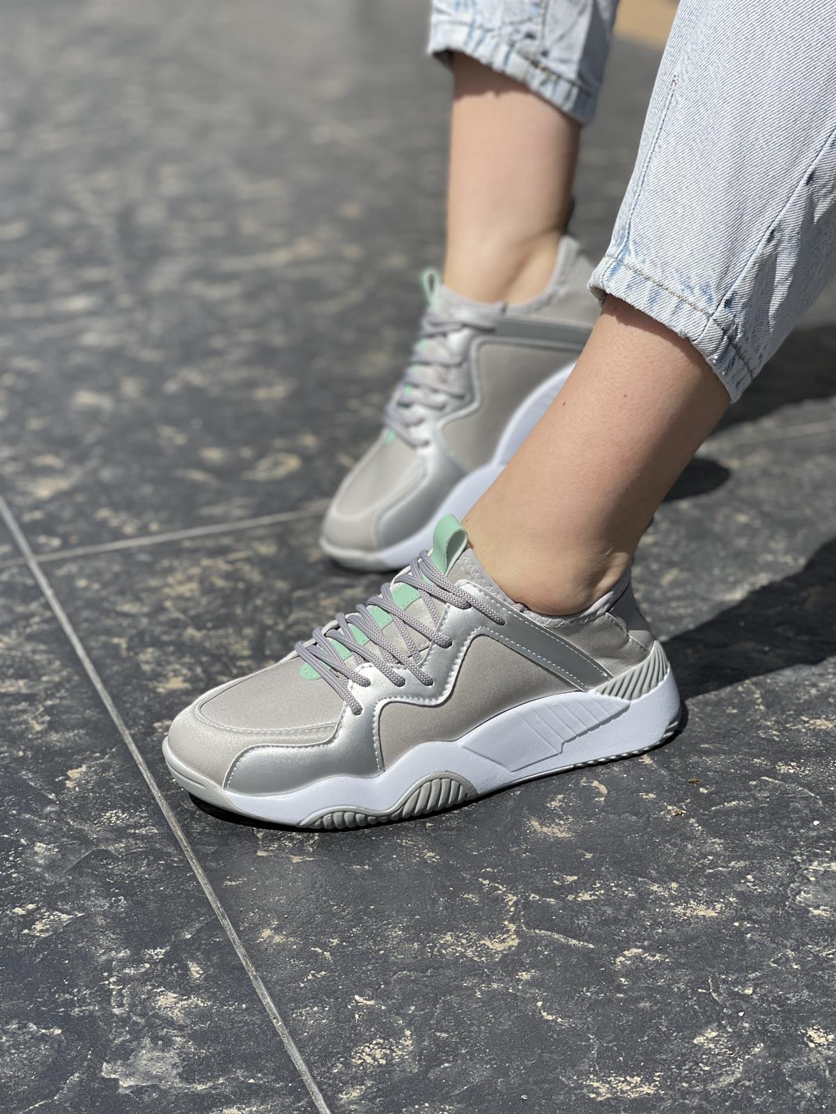 SPOR AYAKABI Kubra ShoesLUCY SCUBA KUMALN BAĞCIKLI 4 CM TABANLI KADIN SPOR AYAKKABI