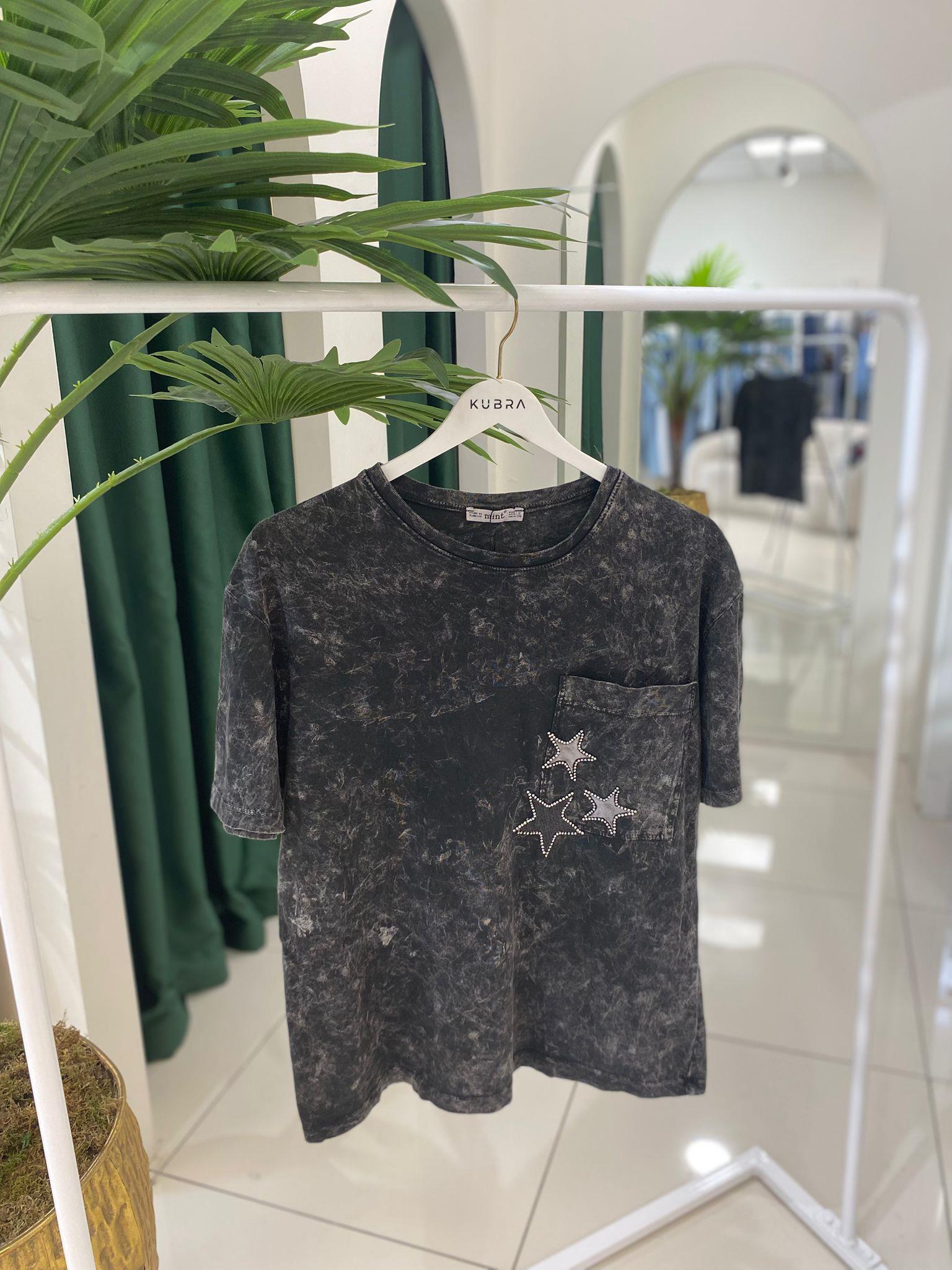 T-shirtCEPLİ YILDIZ DETAY YIKAMA TSHİRT
