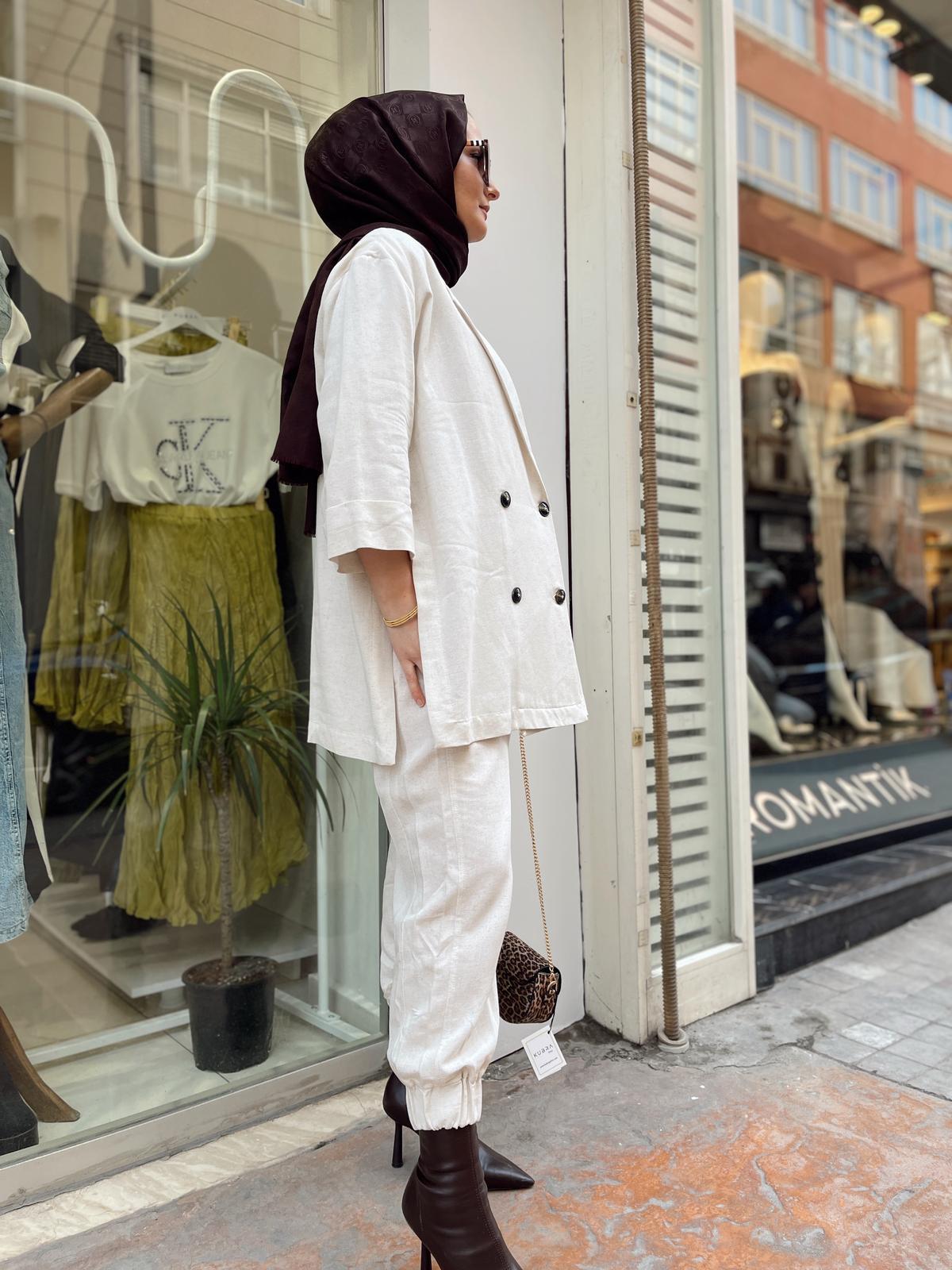 TAKIMKETEN BLAZER DERİN YIRTMAÇ DETAYLI JOGGER PANTOLON TAKIM