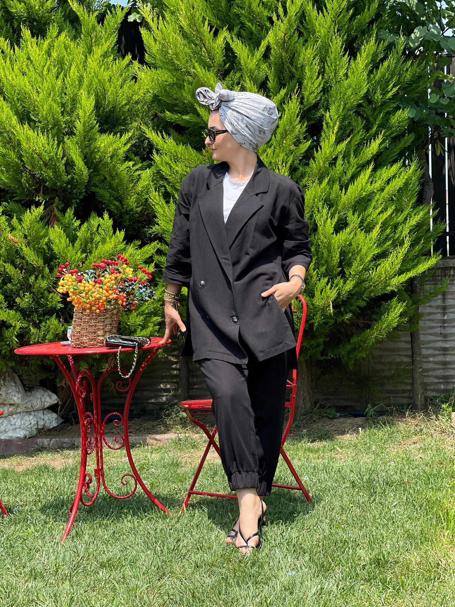TAKIMKETEN BLAZER DERİN YIRTMAÇ DETAYLI JOGGER PANTOLON TAKIM