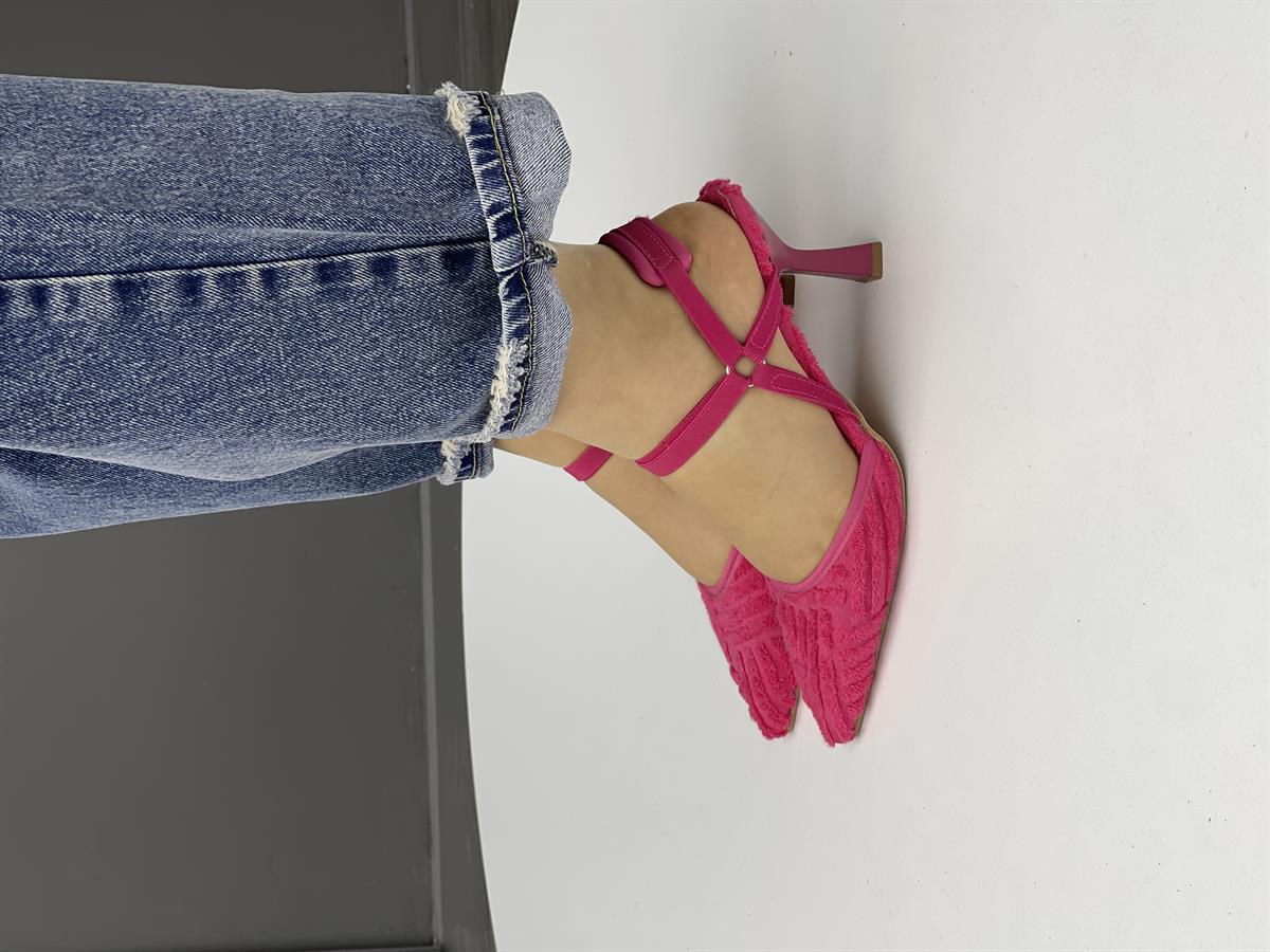 TOPUKLU AYAKKABI MONİCA YUMUŞAK KUMAŞ KADEH TOPUK FUŞYA KADIN AYAKKABI