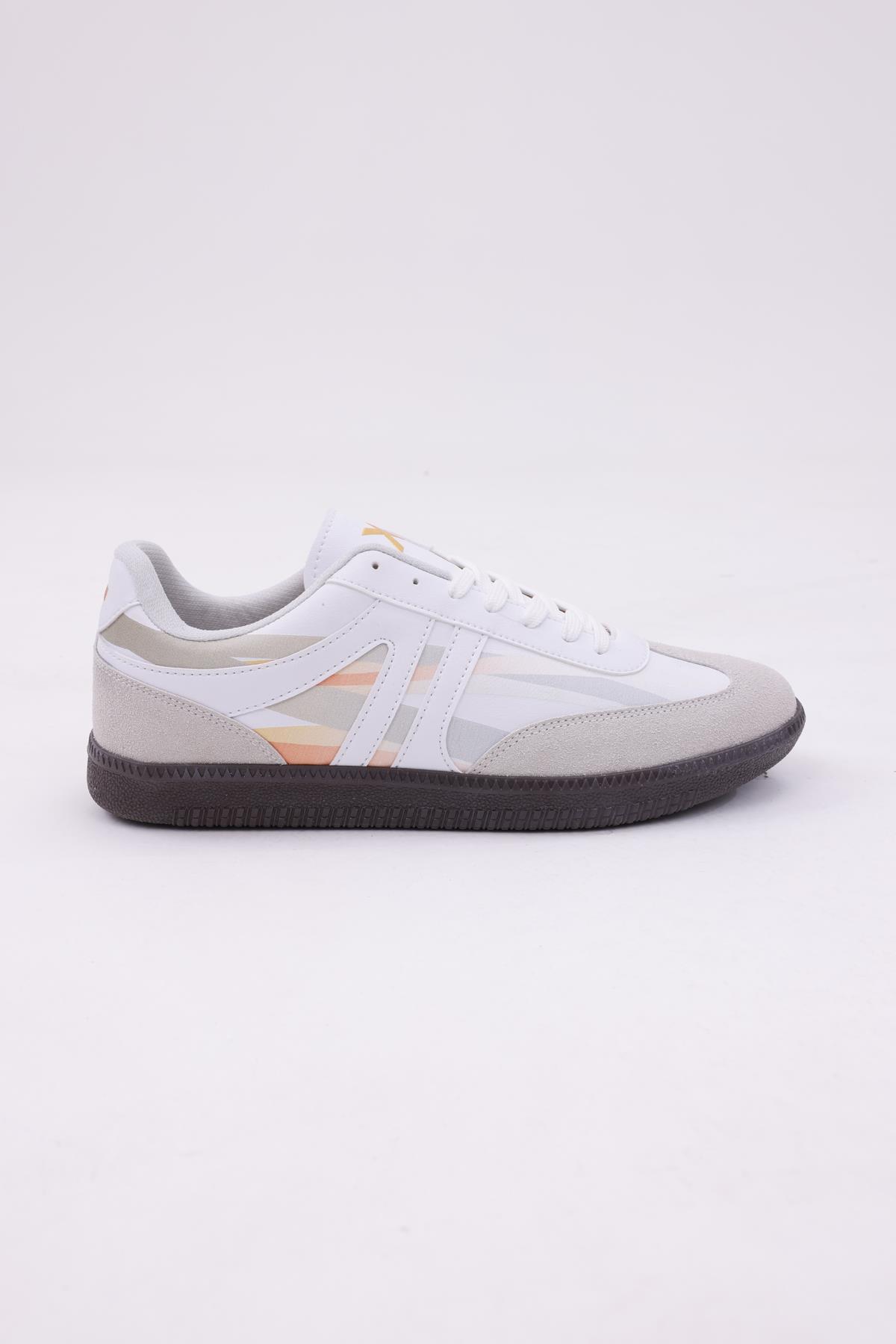 Dijital Baskı Kadın Beyaz-Oranj Sneaker Ayakkabı