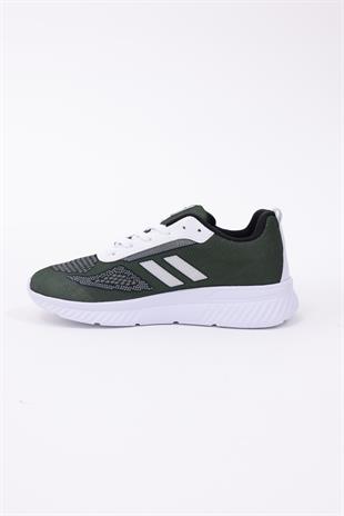 Dijital Baskılı Unisex Yeşil Sneaker - Beyaz Desenli Günlük Ayakkabı