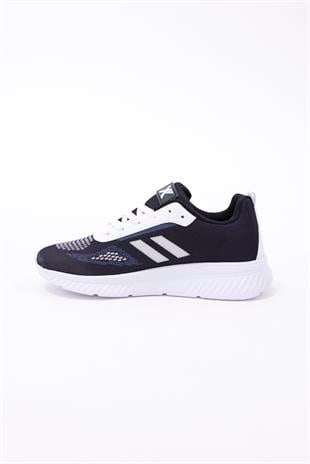 Dijital Baskılı Unisex Lacivert Sneaker - Beyaz Desenli Günlük Ayakkabı