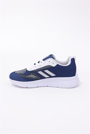 Dijital Baskılı Unisex Mavi Sneaker - Beyaz Desenli Günlük Ayakkabı