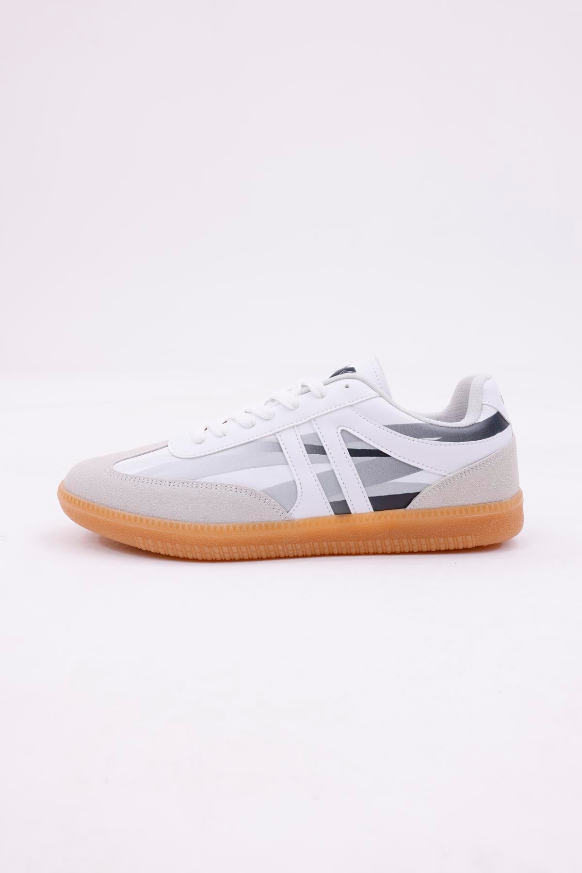 Dijital Baskı Unisex Beyaz-Füme Sneaker Ayakkabı