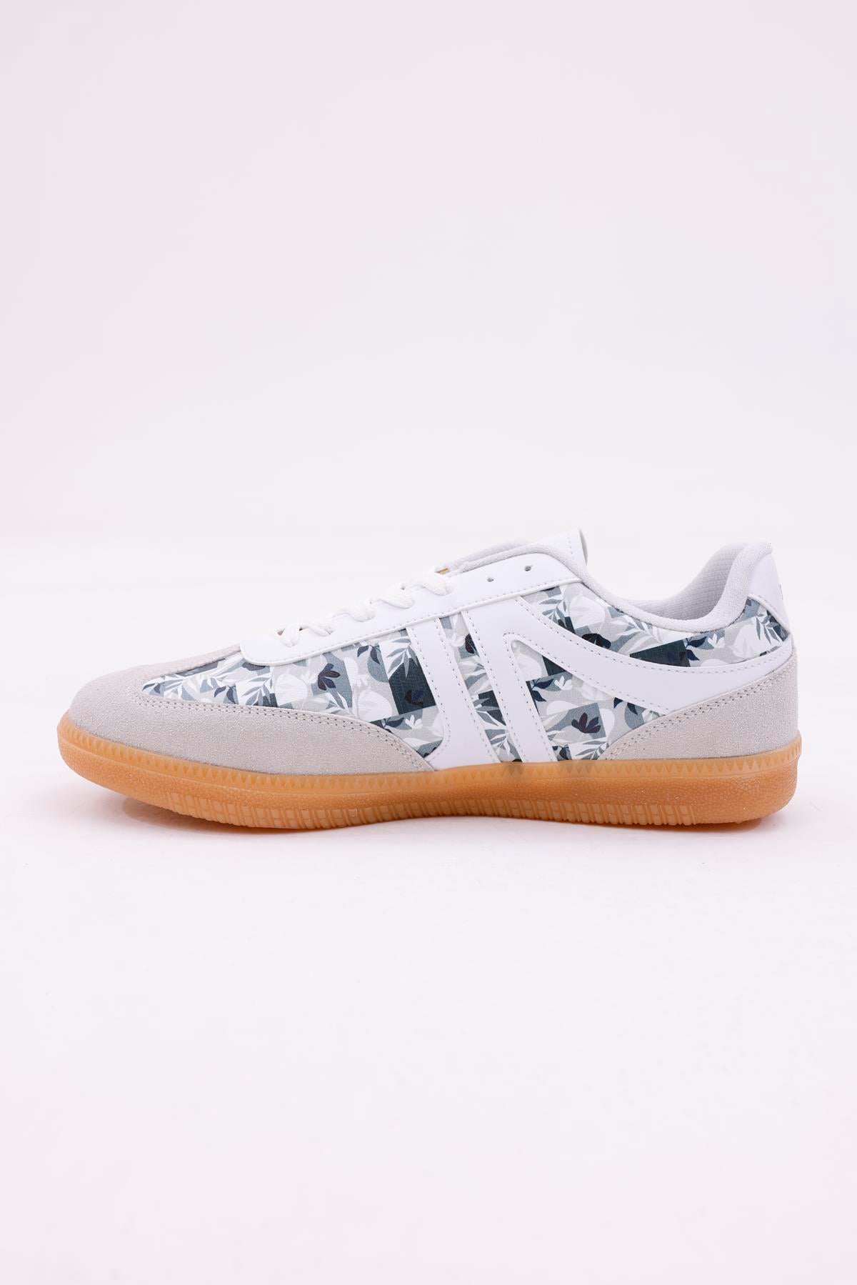 Dijital Baskı Kadın Haki-Çiçek Sneaker Ayakkabı