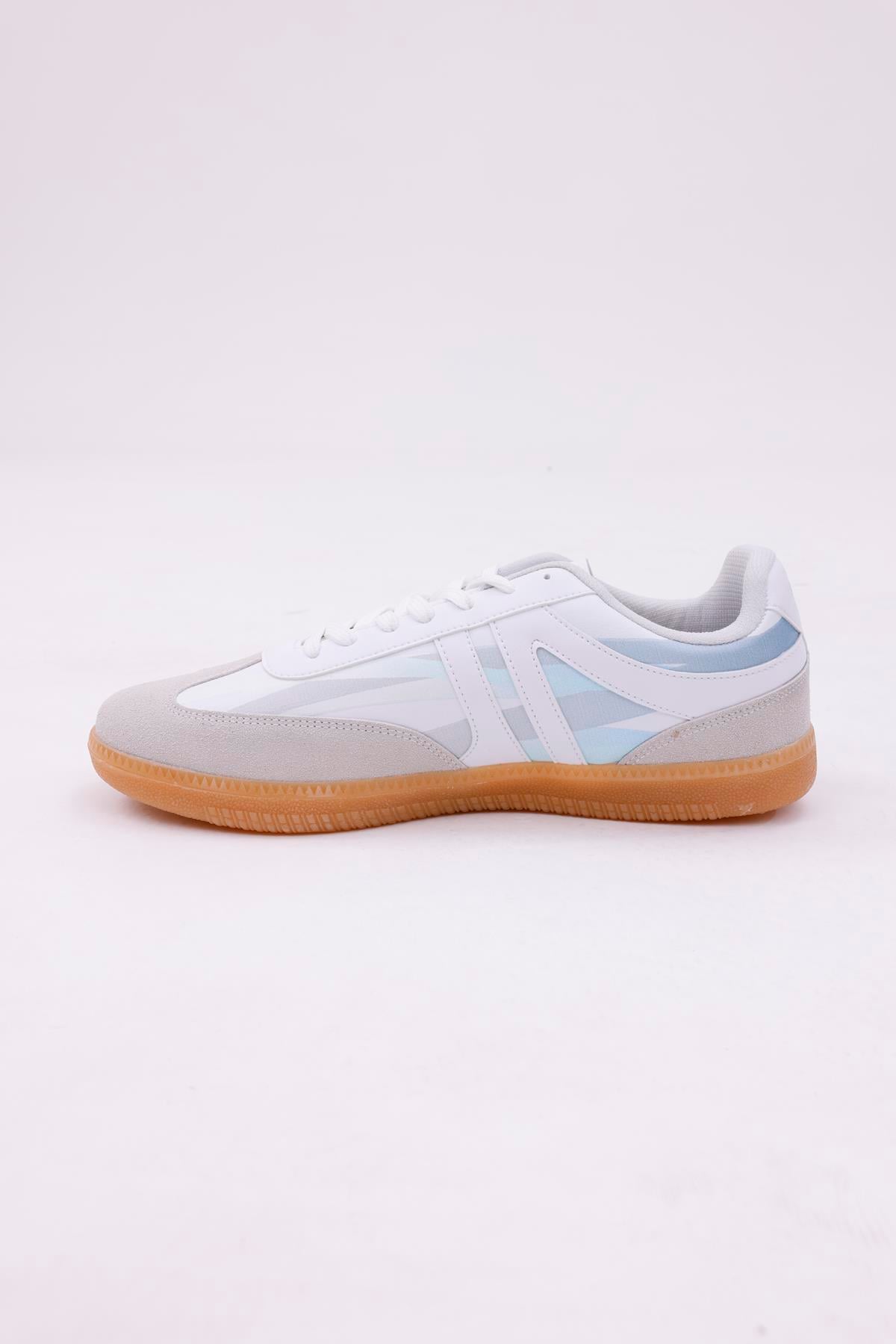 Dijital Baskı Unisex Beyaz-Mavi Sneaker Ayakkabı