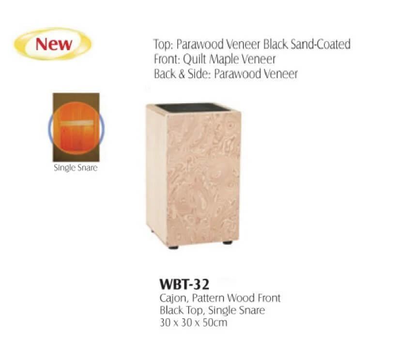 MAXTONE WBT-32 CAJON PATTERN WOOD FRONT SINGLE SNARE BLACK :MAXT