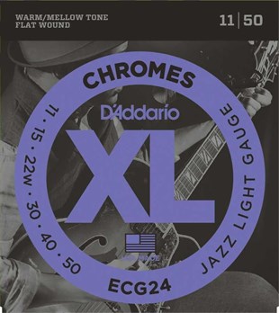 Daddario ECG24-7 Elektro Gitar Tel Seti 7 Telli Chromes 11-65 Jazz Light