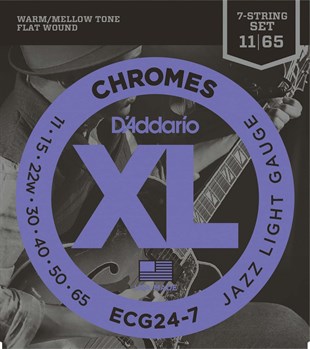 Daddario ECG24-7 Elektro Gitar Tel Seti 7 Telli Chromes 11-65 Jazz Light