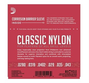 Daddario EJ27N-3D Klasik Gitar Tel Seti 4/4 3lü Paket Normal Tension