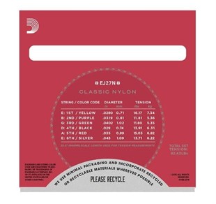 Daddario EJ27N-3D Klasik Gitar Tel Seti 4/4 3lü Paket Normal Tension