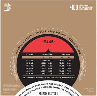 Daddario EJ45-3D Klasik Gitar Teli 4/4