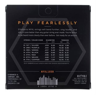 Daddario NYXL1059 Elektro Gitar Tel Seti 10-59 7 Telli Regular Light