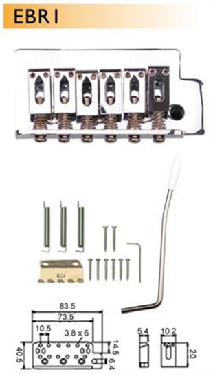 Dr. Parts EBR1CR Elektro Gitar Tremolo Köprü + Kol Seti (8 Vida) (Krom)