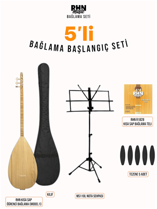 RHN Kısa Sap MODEL1 Öğrenci Bağlama Başlangıç Seti (Bağlama + Nota Sehpası + Kılıf + Tezene + Yedek Tel)