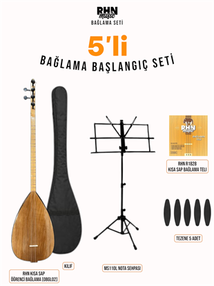 RHN Kısa Sap Öğrenci Bağlama (OBGL02) Başlangıç Seti (Bağlama + Nota Sehpası + Kılıf + Tezene + Yedek Tel)