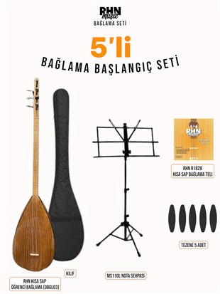 RHN Kısa Sap Öğrenci Bağlama (OBGL03) Başlangıç Seti (Bağlama + Nota Sehpası + Kılıf + Tezene + Yedek Tel)