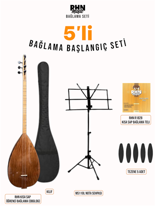 RHN Kısa Sap Öğrenci Bağlama (OBGL06) Bundle Seti (Bağlama + Nota Sehpası + Kılıf + Tezene + Yedek Tel)