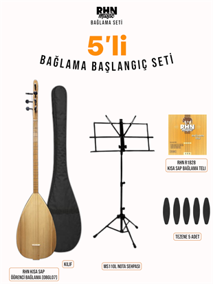 RHN Kısa Sap Öğrenci Bağlama (OBGL07) Başlangıç Seti (Bağlama + Nota Sehpası + Kılıf + Tezene + Yedek Tel)